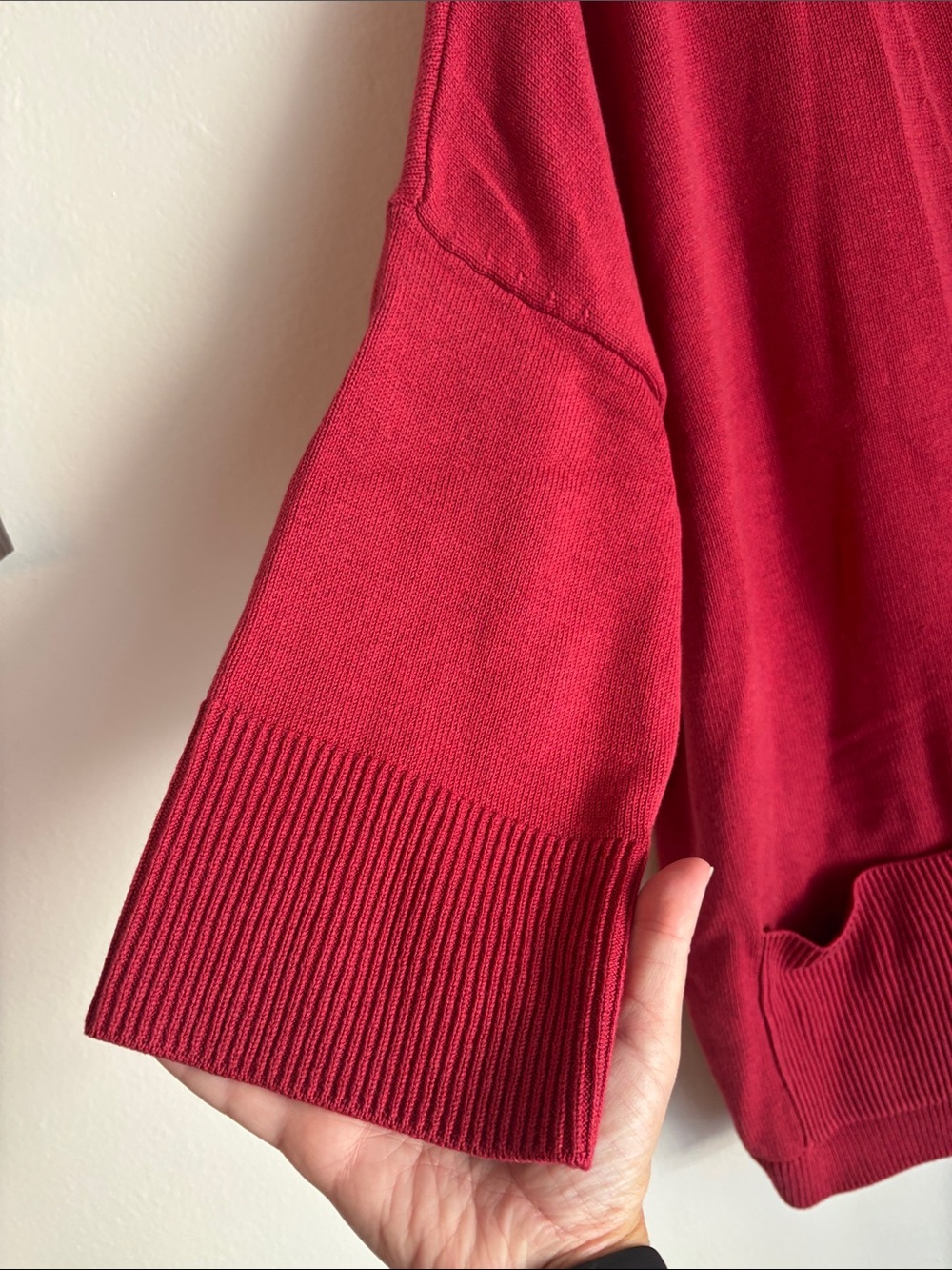 J. Jill women Crimson-Red Button front Cardigan short sleeve sweater Pockets 2XL - Picture 8 of 10